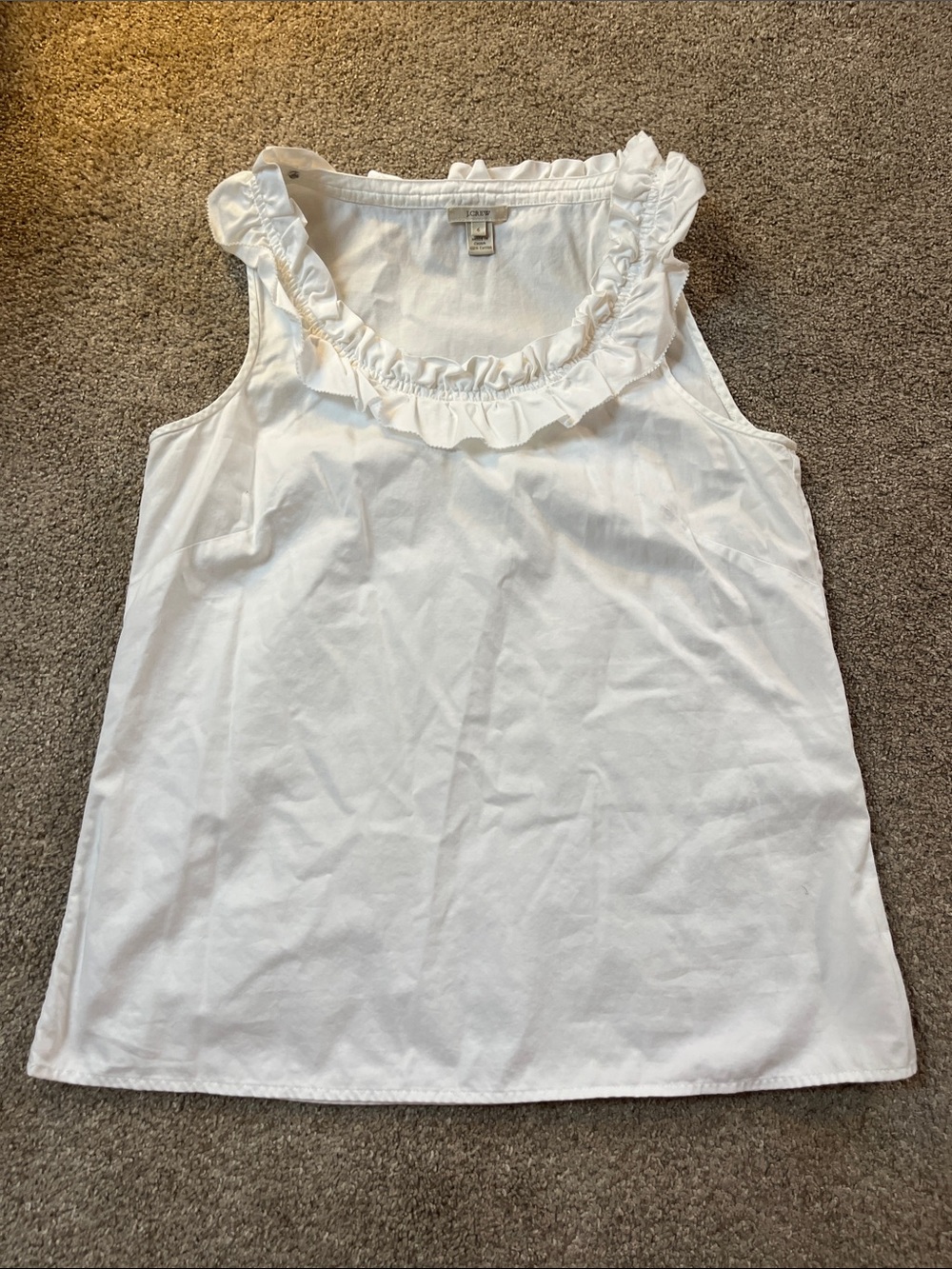 J.Crew Adorable Ruffled Collar 💯% Unlined Cotton White Tank sz6 - Picture 2 of 12